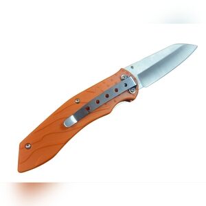 318 // Stars and Stripes Extended Tang Satin Linerlock Knife // Orange